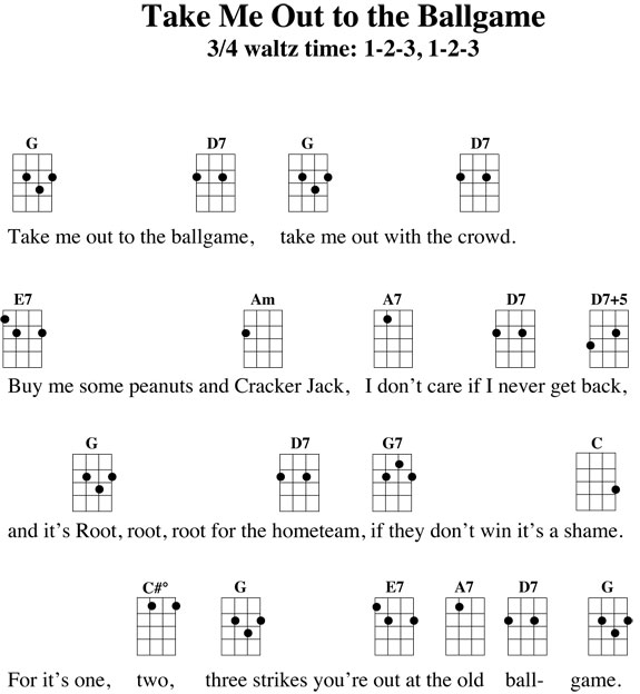 Take Me Out to the Ball Game Guitar Chords - Guitar Lessons